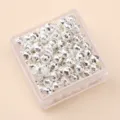 Silver plated alloy loose beads DIY handmade jewelry accessories for bracelet making. - Polka Dot Lattice Bead