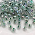 Faceted glass rondelle beads with dyed core loose beads for DIY handmade jewelry! - Dark Green
