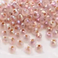 Pink faceted crystal glass loose beads for DIY handmade bracelets necklaces jewelry making supplies. - Light Coffee
