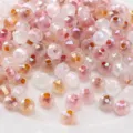 Faceted glass beads pink dual-color loose beads for DIY handmade bracelets necklaces - Red and Coffee Series