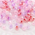 Pink purple faceted glass beads dyed core wheel loose beads for DIY handmade jewelry accessories - Purple Red Series