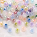 Faceted glass beads dyed core bicone loose beads DIY handmade bracelet jewelry making supplies - Random Mix