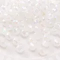 Faceted white iridescent glass wheel loose beads for DIY bracelet necklace jewelry making. - White
