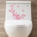 Pegatina de baño mariposa vid flor rosa calcomanía de pared extraíble decoración hogar - Rosa