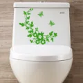 Pegatina de inodoro de mariposa de vid verde para baño adhesivo de pared removible - Verde Fruta
