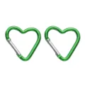 Green heart-shaped aluminum alloy carabiner clip for outdoor camping and backpack hanging. - Heart Style 44x45mm / Green
