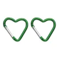 Heart-shaped aluminum alloy carabiner clip, outdoor climbing backpack snap hook, 2 packs. - Heart Style 44x45mm / Dark Green