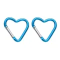 Blue heart shaped aluminum alloy carabiner snap hook outdoor climbing keychain clip 2pcs - D-Shape Style 24x46mm / Blue