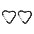 Black heart-shaped aluminum alloy carabiner clips, durable outdoor camping gear, 2pcs. - D-Shape Style 24x46mm / Black