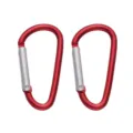 Red aluminum alloy D-shape carabiners, 2 pack, durable outdoor hiking backpack clips. - D-Shape Style 24x46mm / Red