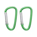 Green aluminum alloy D-shape carabiner clip for outdoor hiking camping and backpack hanging. - D-Shape Style 24x46mm / Green