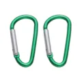 Aluminum alloy D-shape carabiner set, green locking clip for outdoor hiking and camping use. - D-Shape Style 24x46mm / Dark Green