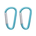Aluminum alloy D-ring carabiners, pack of 2 blue spring snap hooks for outdoor backpack. - D-Shape Style 24x46mm / Sky Blue