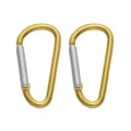 Gold aluminum alloy D-shaped carabiner clips for outdoor camping, hiking, and backpack gear. - D-Shape Style 24x46mm / Yellow