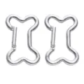 Silver bone-shaped metal carabiners snap hooks keychain clips 2 pack for outdoor use - Bone Style 49x32mm / Silver