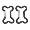 Black bone-shaped aluminum carabiner set, sturdy metal snap hook for outdoor keychain and backpack use. - Bone Style 49x32mm / Black