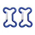 Blue bone-shaped aluminum alloy carabiner clip, lightweight snap hook for keys and pets. - Bone Style 49x32mm / Sapphire Blue