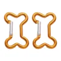 Bone shape aluminum alloy carabiner gold snap hook outdoor backpack camping clip 2pcs - Bone Style 49x32mm / Orange