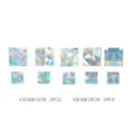 Detailed view of square rainbow prism window stickers, static cling PVC film design. - Square