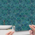 Adesivo per piastrelle in cristallo impermeabile mosaico squame di pesce cucina - 10x10cm: confezione da 20 / CRY017