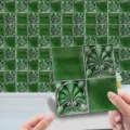 Adesivo per piastrelle goffrato verde vintage adesivo impermeabile mosaico adesivo da parete cucina - 10x10cm: confezione da 20 / CRY008