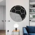 Acrylic football mirror wall sticker DIY 3D soccer decor for kids room and living room home. - Small - 15cm / JM590 Black