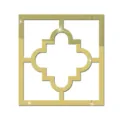 Detalle de adhesivo de pared acrílico espejo dorado, decoración geométrica elegante. - S / Dorado