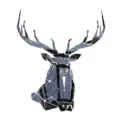 Acrylic mirror deer head wall sticker detail, geometric design, self adhesive home decor. - S / Black