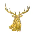 Gold geometric deer head acrylic mirror wall sticker, self-adhesive 3D home decor decal. - S / Gold