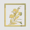 Goldener Spiegel Acryl Wandaufkleber Detail, Blumen und Rahmen Design für Möbelschränke. - S / Gold
