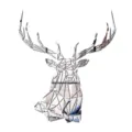 Acrylic mirror wall sticker, geometric deer head design, self-adhesive decorative piece. - S / Silver