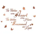 Acrylic mirror wall sticker with English quotes and butterfly decor for kitchen home decor. - Rose Gold