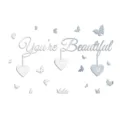 Adhesivos de Pared Espejo Acrílico DIY Corazones Mariposas Decoración Hogar Bonita - Plateado