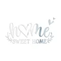 Stickers muraux miroir en acrylique avec texte home sweet home et coeurs pour deco - Argent
