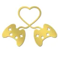 Goldenes Acryl Spiegel Gamepad Wandsticker Detail, kreatives 3D Herz Gaming Dekor Motiv. - Gold