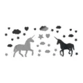 Acrylic unicorn mirror wall stickers set, DIY self-adhesive decor for kids room and nursery. - Black
