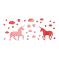 Acrylic unicorn mirror wall stickers set, pink DIY 3D decals for kids room decor. - Red