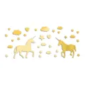 Gold mirror acrylic unicorn wall stickers DIY kids room decor cute stars and clouds - Gold