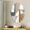 Modern geometric decorative wall mirror for bathroom, elegant polygon mirror sticker. - JM704