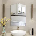 Decorative wall mirror for bathroom, modern wave-top design, clear reflection home decor piece. - JM705