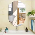 Decorative oval wall mirror sticker for bathroom, modern style home decor detail view. - JM707