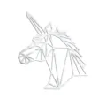 Geometric unicorn mirror wall sticker, acrylic self-adhesive decorative piece for home decor details. - JM780-S / 2mm Thick Silver