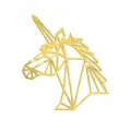 Geometric unicorn acrylic wall mirror sticker, golden metallic finish, modern home decor. - JM780-S / 2mm Thick Gold