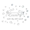 Acrylic mirror wall sticker featuring laundry theme words and bubbles for home decor. - JM801 / Silver