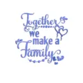 Acrylic mirror wall sticker with Together we make a family quote and lovely hearts design. - Blue