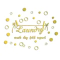 Acrylic laundry mirror wall sticker with bubbles and wash dry fold quotes for decor. - JM801 / Gold