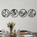 3D Acrylic Mirror Wall Stickers Four Elements Circular Wall Art Home Decor Decals - JM1008