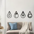 3D acrylic mirror wall stickers four elements waterproof self adhesive wall decor for living room - JM1005 / Size S / Black