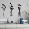 3D Acrylic Mirror Wall Sticker Flower Vase Set Home Decor Self Adhesive Art Decors Detail - Size S / Black