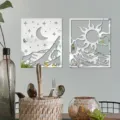 3D Sun Moon Acrylic Mirror Wall Sticker Modern Art Home Decor Self-Adhesive Wall Decals - JM1010S / Silver